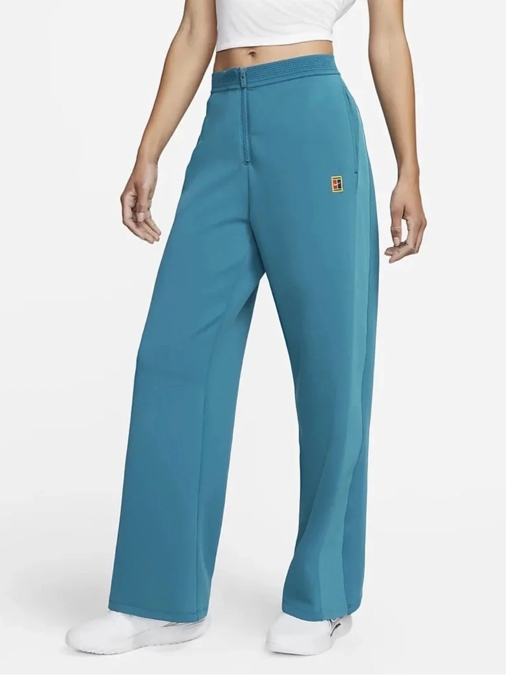 Nike court Dri-fit Women's Teal-Blue Wide-Leg Track Pants